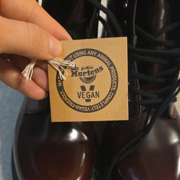 Dr. Martens Vegan Burgundy Boots - Picture 4 of 8